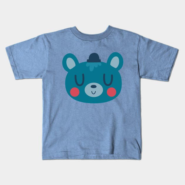 Blue Bear Wearing A Top Hat Kids T-Shirt by clairestamper